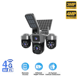 Cámara <span class=keywords><strong>Solar</strong></span> Guangheng de 3MP con Triple Lente y Soporte - Fuente de Luz Dual, Audio Bidireccional en Tiempo Real, Seguridad para Interiores/Exteriores, Hogar y Jardín - Product Image 2