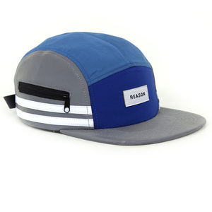 Многоцветные пользовательские шляпы на молнии с 5 панелью, плоские поля для кемпера, 5-панельная нейлоновая шляпа - Product Image 5