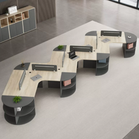 Nouveaux bureaux de travail modernes et simples en bois semi-circulaires, design à panneaux extensibles, postes de travail commerciaux personnalisables pour plusieurs personnes