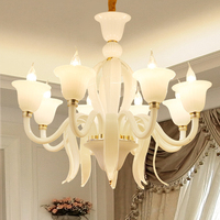 Lustre suspendu LED de style européen de haute qualité, en verre blanc et cristal, pour salon, hall d'hôtel, certifié CE RoHS 3