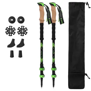 100% Carbon Fiber Nordic Walking Cane Ski Sticks Bastones Trekking Poles Hiking Ultralight 3 Sections for Outdoor