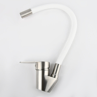 Robinet d'évier extractible SANIPRO Ingot Design en acier inoxydable avec bec flexible en silicone blanc pour cuisine et salle de bain