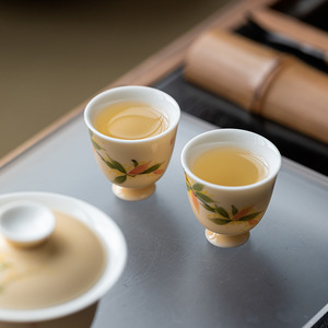 Guanlan Ceramics Hand Painted Osmanthus Tea Cup Porcelain Small Tasting Cup Kung Fu Tea Set Individual Cup Afternoon Tea - Product Image 4