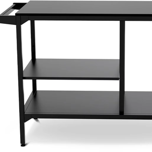 Chariot de bar en fer forgé pour extérieur/intérieur, armoire de rangement noire multi-niveaux à roulettes, table à manger rectangulaire directement de l'usine - Product Image 1