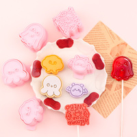 Moule de découpe de biscuits DIY en plastique écologique pour sucettes d'Halloween, motifs 3D de dessins animés (araignée, nuage, chauve-souris, fantôme)