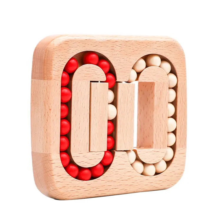 Educational Toys Unlock Puzzle Game Wooden Brain Teaser Puzzle Solutions Flat Ball Bearing Maze Game