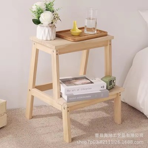Solid Wood Double Layer Step <b>Stool</b> Multi Functional <b>Storage</b> Footstool Home Shoe Changing <b>Stool</b> Scandinavian Design - Product Image 1