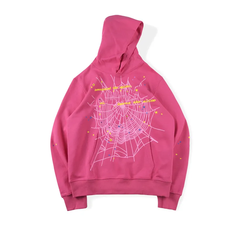 Top quality 100% cotton pink rhinestone custom hoodie printing pullover men oversized hoodies