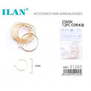 Orecchini a Cerchio ILAN 25mm in Oro K, Forniture per Artigianato, Accessori per Creazione di Gioielli - Product Image 3