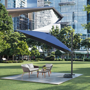 Moderno Aluminio Exterior Solar LED Paraguas 1,5 m Inclinación Playa Base Incluida Plegable Impermeable Tela Muebles de Exterior para Jardín - Product Image 2