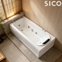Baignoire autoportante écologique SICO avec bain à remous et massage par air, SPA à bulles pour une personne, idéale pour appartement