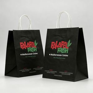 <b>Biodegradable</b> Custom Logo Printed Gift Apparel <b>Packaging</b> Tote Bag Supermarket Kraft Paper Shopping Bags for Business - Product Image 1