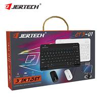 JERTECH Keyboard dan Mouse Mini, ramping portabel 2.4G BT dapat diisi ulang CT3-01