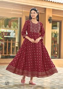 คอลเลกชันใหม่เรยอนพิมพ์ด้วยชุดงานเย็บปักถักร้อยลําดับ Kurtis สําหรับงานแต่งงานและการสวมใส่กลางแจ้ง - Product Image 5