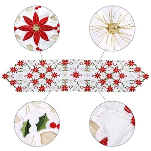 Ourwarm Jacquard Hoa Trạng Nguyên thêu bảng RUNNERS 15x70 inch dệt kim kỹ thuật cho kỳ nghỉ giáng sinh trang trí - Product Image 3
