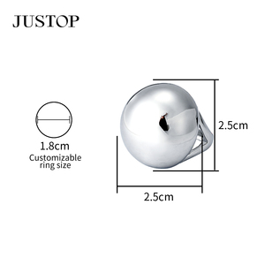 Bague Cocktail en Forme de Cœur JUSTOP, Plaqué Argent, Acier Inoxydable, Unisexe, Bijoux Modernes, Port Quotidien - Product Image 4