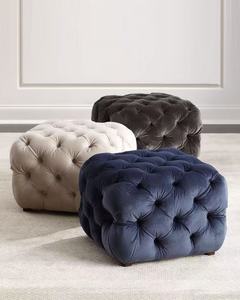 Tabouret bas en velours doux et lisse, repose-pieds <span class=keywords><strong>rose</strong></span>, bleu, beige, pour salon, chambre, siège de coiffeuse, mobile - Product Image 2