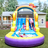 Toboggan aquatique gonflable commercial en PVC 21x9x12,8 pieds, thème arc-en-ciel, pour adultes et enfants, pour extérieur, jardin, utilisation sèche ou humide, avec piscine et souffleur