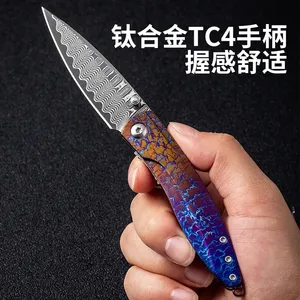 Cao cấp Damascus thép ngoài trời gấp túi tiện ích dao màu Xanh Hợp kim Titan xử lý với hàng ngày mang tính năng Sống Còn - Product Image 2