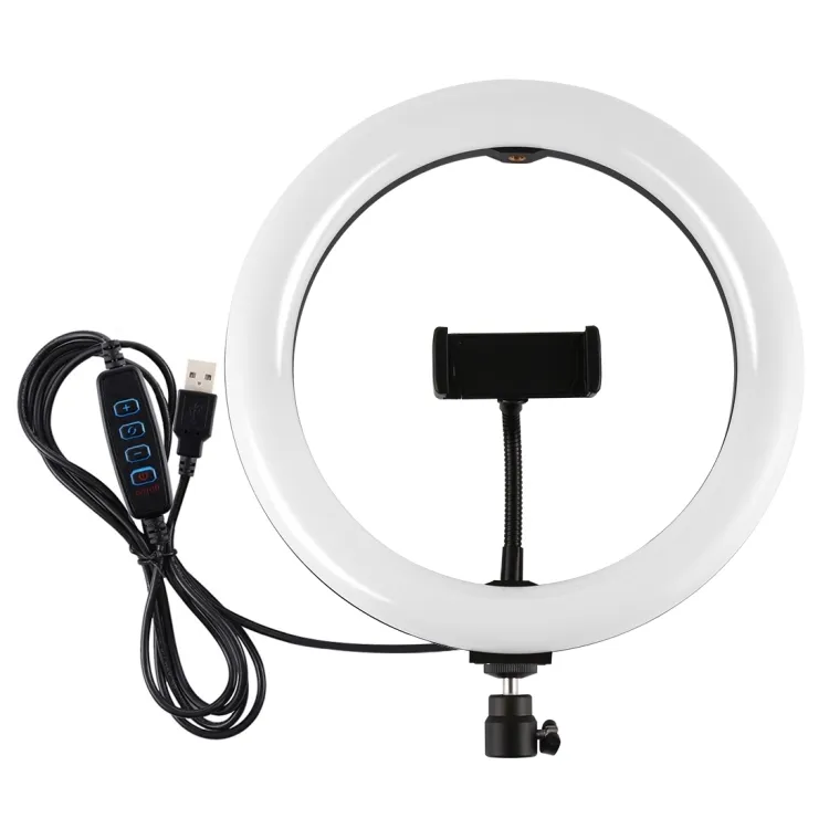 PULUZ Youtube de 10,2 pulgadas 26cm USB 3 modos LED regulable anillo Vlogging de fotografía Video luces