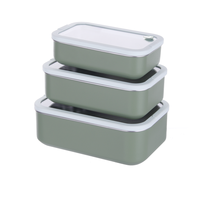 Bol à salade rectangulaire en acier inoxydable avec couvercle en verre trempé, récipient de stockage alimentaire durable pour la cuisine
