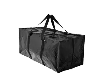 बुना बैग संभाल के साथ मुद्रित पीपी शॉपिंग बैग बड़े भंडारण कपड़ा स्थानांतरित जिपर फाड़ना के साथ पीपी बुना बैग