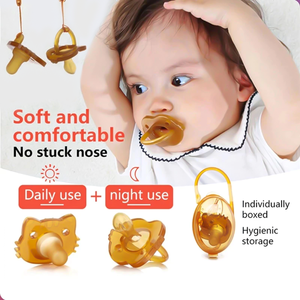 Chupetes de Silicona Libres de BPA para Recién Nacidos, Diseño de Boca Plana con Patrón de Corazón, <span class=keywords><strong>Cadena</strong></span> de Seguridad Anticaídas, Tetina Suave y Cómoda, 0-12 Meses - Product Image 4