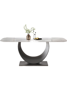 ZZ104, moderno, duradero, resistente al agua, de acero inoxidable, juego de sillas de <span class=keywords><strong>mesa</strong></span> de comedor de 4 plazas, parte superior de piedra de <span class=keywords><strong>cristal</strong></span> para Hotel, apartamento pequeño - Product Image 3