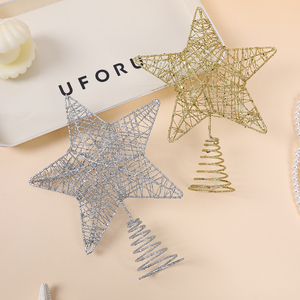 Three-Dimensional Iron Powder Five-Pointed Star Christmas <b>Tree</b> Topper Decoration - Product Image 6
