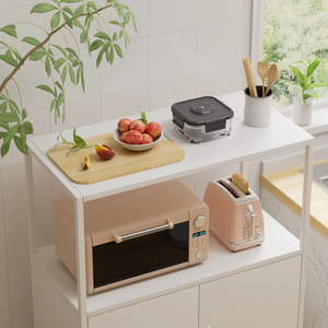 Buffet de rangement en acier de style nordique moderne avec 2 étagères réglables pour meubles de cuisine - Product Image 4