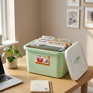 Office Organizer <b>Storage</b> Box 50x40x30cm PP Plastic Multifunctional Large Capacity Modern Design Lid for <b>Wardrobe</b> Kitchen - Product Image 3