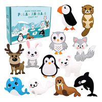 Jouet de couture éducatif précoce en feutre de laine DIY pour enfants, animaux du zoo de Noël, certifié sûr