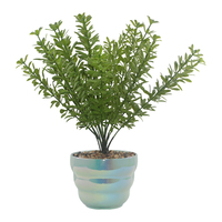 Tanaman Bonsai Buatan Tiruan dengan Daun Hijau Realistis, Pot Bunga Plastik Ramah Lingkungan Tahan UV