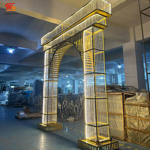 Arco de Hierro Luminoso con Luces LED Doradas, Soporte para Fondo de Escenario, Marco de Arco Floral para Decoración de Eventos - Product Image 6