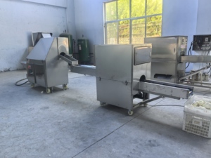 Attrezzatura Commerciale a Due Tracce per Pelatura Continua e Taglio delle Radici delle Cipolle per Lavorazione di Verdure - Product Image 2