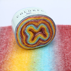 Fabbrica all'ingrosso moda colore <span class=keywords><strong>misto</strong></span> arcobaleno sciarpa <span class=keywords><strong>lana</strong></span> acrilico torta <span class=keywords><strong>misto</strong></span> cotone uncinetto filato - Product Image 4