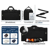 Sac de sport avec compartiment séparé ventilé pour chaussures, fermeture éclair verrouillable, sac de voyage et de sport pour week-end