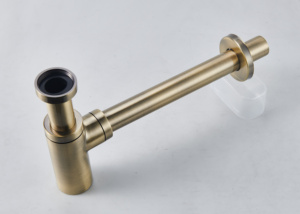 Accessori Bagno Hofen: <span class=keywords><strong>Sifone</strong></span> Rotondo G1-1/4" in Ottone per Lavabo, Colore Metallico Grigio, con Bottiglia di Scarico - Product Image 2