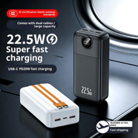Batterie externe à charge rapide 22,5 W, 20000 mAh, câble USB-C intégré, écran numérique, approuvée pour l'avion, idéale pour les loisirs et le divertissement