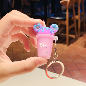 سلسلة مفاتيح سيليكون معدنية جديدة بتصميم دونات وشاي بالحليب صغيرة الحجم وعصرية كهدية صغيرة - Product Image 5