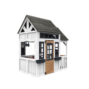 <b>Children</b> Cottage Solid Wooden Home Play <b>Tent</b> Kids Playhouse Toy with Chalkboard - Product Image 1