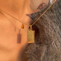 Collier pendentif tarot carré plaqué or 18 carats, tendance vintage 2023, anti-ternissement, signe du zodiaque, pour femme, idéal pour fiançailles, mariage et soirée