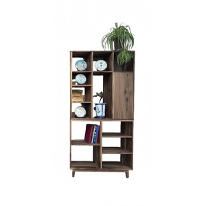 Estantería vertical de madera maciza en estilo retro Almacenamiento de madera de nogal negro Hermosa exhibición Diseño tradicional para la decoración de la sala de estar - Product Image 1