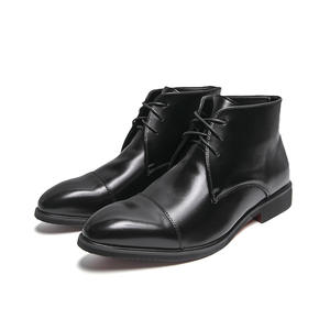 Botas <span class=keywords><strong>Chelsea</strong></span> de Tobillo para Hombre, Estilo Británico, Otoño, Talla Grande, Color Sólido, Parte Superior de PU, Cierre con Cordones Delanteros - Product Image 5
