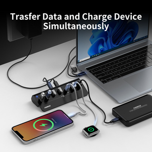 FIDECO алюминиевый сплав <span class=keywords><strong>Multi</strong></span> 7 портов Высокая скорость передачи данных <span class=keywords><strong>Usb</strong></span> концентраторы поддержка быстрой зарядки внешний Usb3.2 концентратор адаптер - Product Image 5