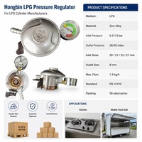 Régulateur de pression GPL homologué EN16129, débit max. 1,5 kg/h pour système de bouteille de gaz de cuisson domestique