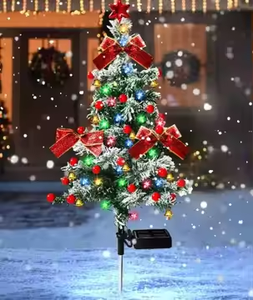Led 태양 크리스마스 눈 나무 눈송이 사탕 지팡이 말뚝 빛 정원 경로 공원 잔디 풍경 휴일 파티 장식 - Product Image 3