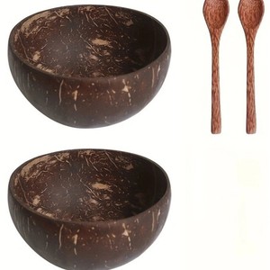 Hecho a mano único grabado Logo Venta caliente <span class=keywords><strong>O</strong></span> Ensalada Helado Ecológico Coco Shell Bowl Vela Coco Cáscara Cuchara de coco - Product Image 6