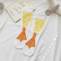 Chaussettes montantes unisexe tendance en tricot respirant, motif pattes de poulet, style influenceur, originales, collection automne, best-seller