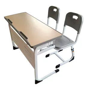 Comfortable School Desk And Chair With Bench For High School Class Room